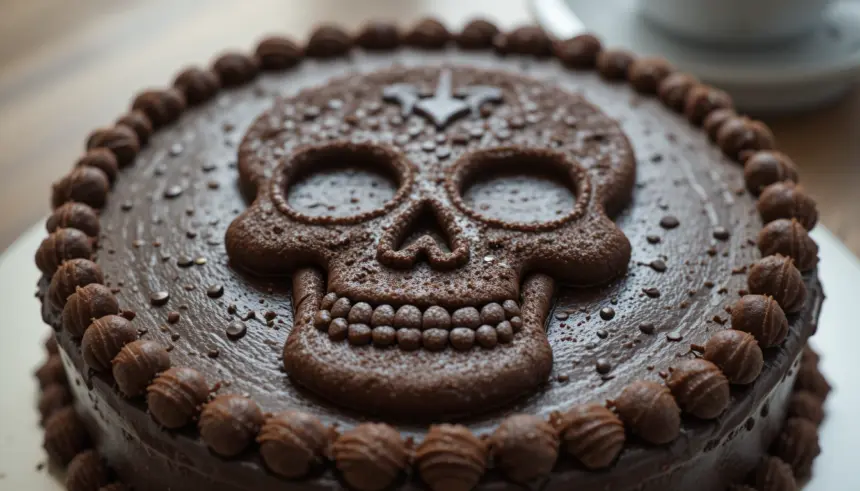 Chocolate Cake With Skull Design