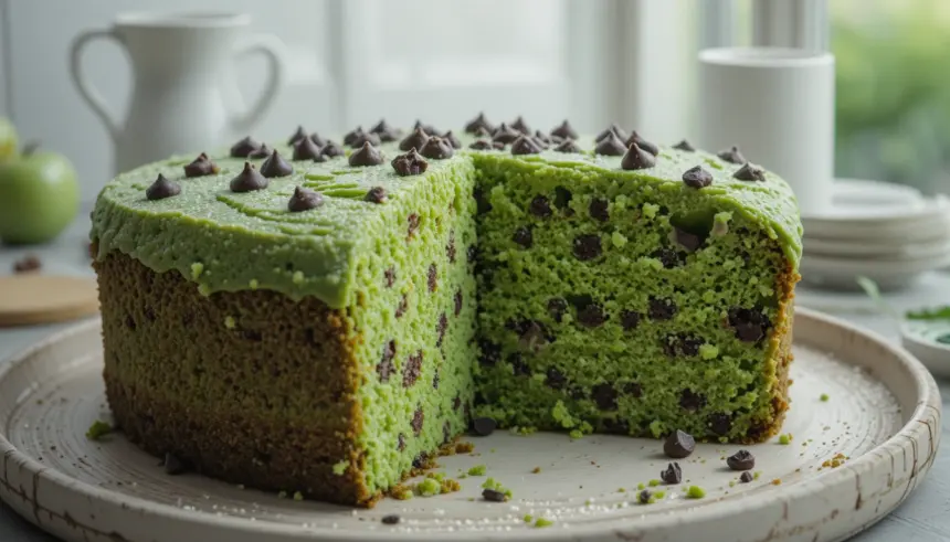 Green Cake With Chocolate Chips