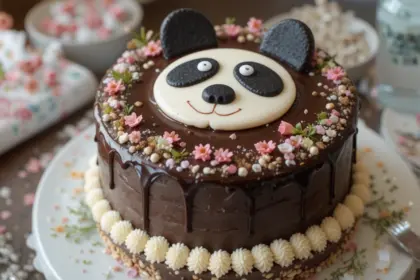 Chocolate Cake With Panda Decoration
