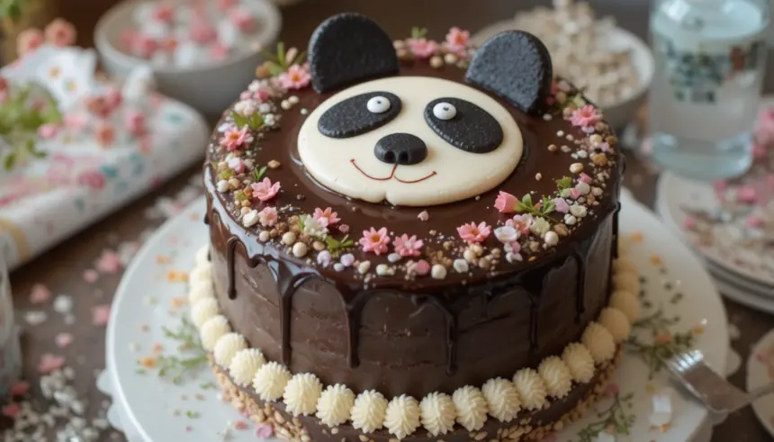Chocolate Cake With Panda Decoration