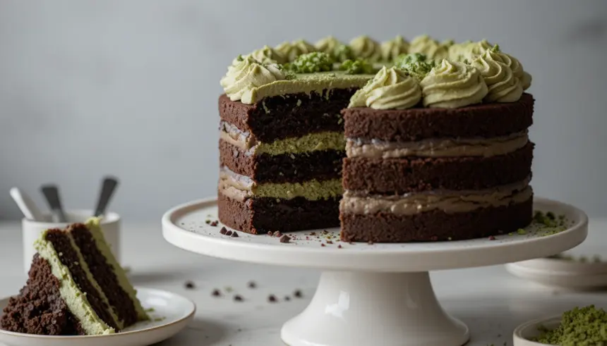 Vegan Chocolate Cake With Matcha Buttercream