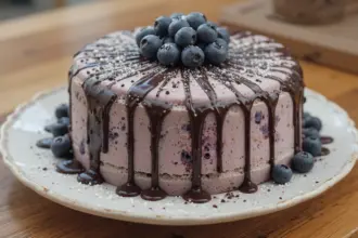 Blueberry Cake With Chocolate Drip
