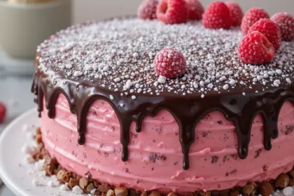 Pink Raspberry Cake With Chocolate