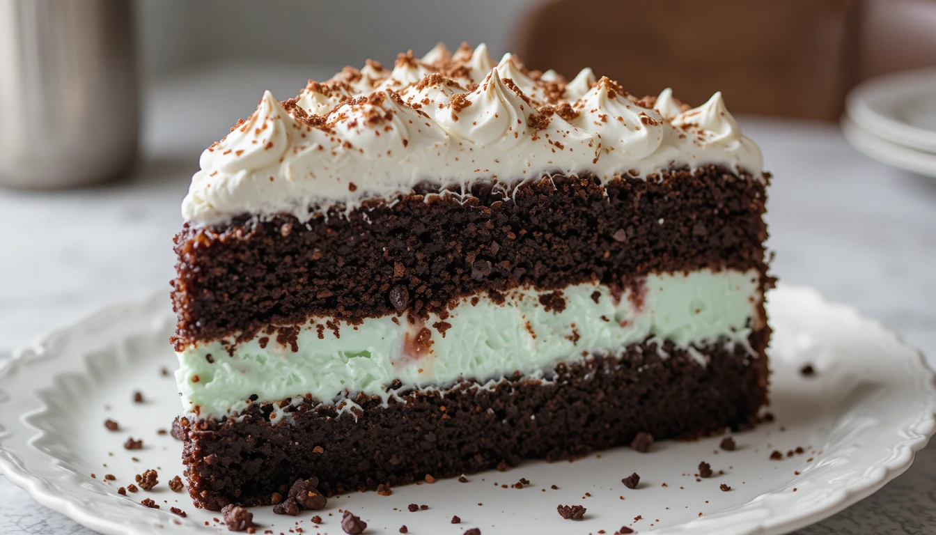 Chocolate Ice Cream Cake With Mint Meringue