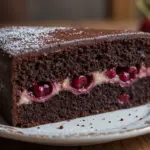 Slice Of Chocolate Cake With Cherry Filling