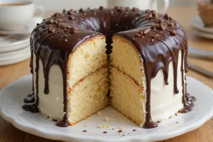 Moist Vanilla Cake With Chocolate Glaze