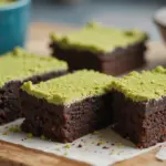 Dark Chocolate Cake Bars With Matcha