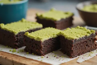 Dark Chocolate Cake Bars With Matcha