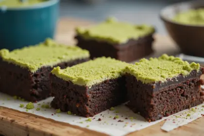 Dark Chocolate Cake Bars With Matcha