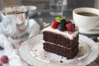 Berry-Topped Chocolate Cake With Coffee