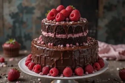 Two-Tier Chocolate Cake With Raspberries