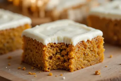 Pumpkin Blondies With Cream Cheese Frosting