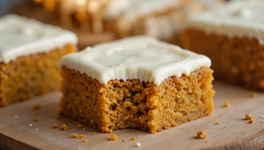 Pumpkin Blondies With Cream Cheese Frosting