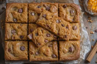 Pumpkin Blondies With Cinnamon Chips