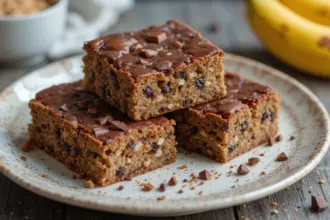 Vegan Banana Blondies With Chocolate