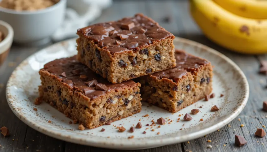 Vegan Banana Blondies With Chocolate