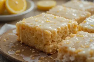 Lemon Brownies With Lemon Glaze
