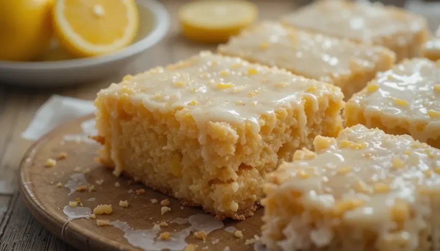 Lemon Brownies With Lemon Glaze
