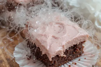 Brownies With Strawberry Frosting
