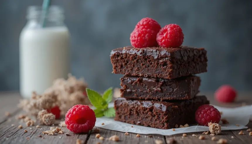 Chocolate Brownies With Raspberries