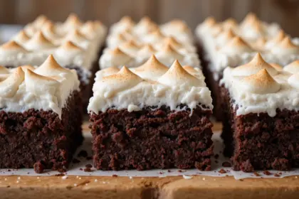 Hot Chocolate Brownies With Marshmallow Frosting
