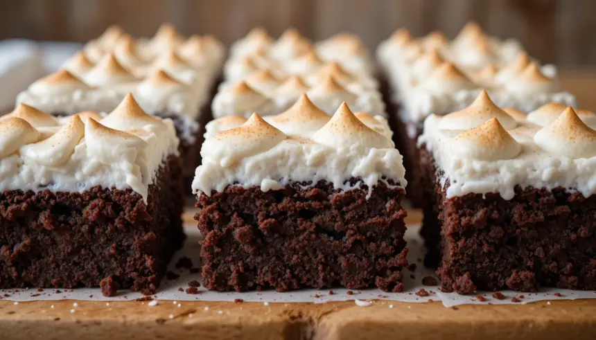 Hot Chocolate Brownies With Marshmallow Frosting