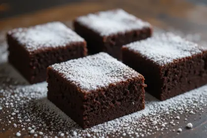 Chocolate Brownies With Powdered Sugar