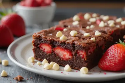 Strawberry Brownies With White Chocolate Chips