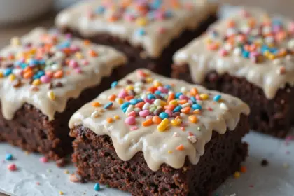 Brownies With Icing And Sprinkles