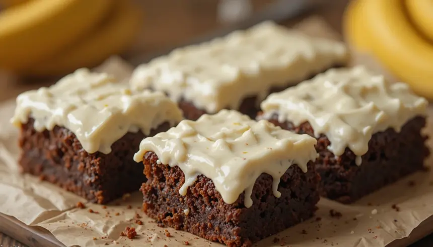 Banana Bread Brownies With Frosting