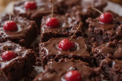 Cherry Brownies With Chocolate Ganache