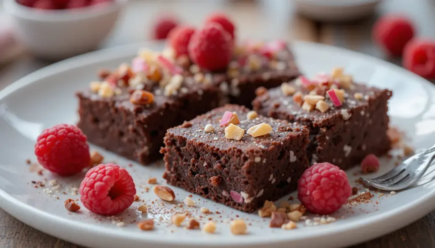 Chocolate Brownies With Raspberries And Nuts