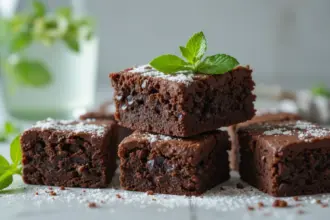 Chocolate Brownies With Mint Water