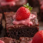Chocolate Brownies With Strawberry Toppings