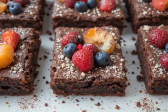 Chocolate Brownies With Fruit Toppings