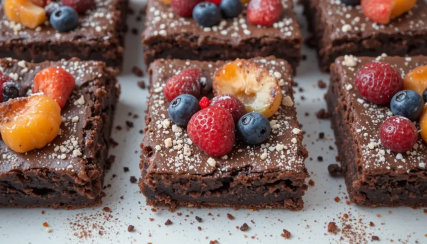 Chocolate Brownies With Fruit Toppings