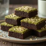 Matcha Brownies With Sesame Seeds