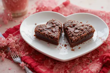 Heart-Shaped Plate With Brownies