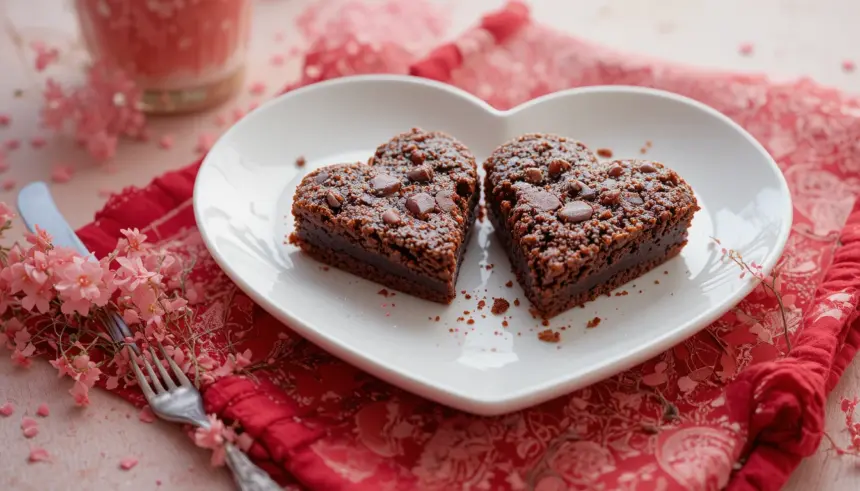 Heart-Shaped Plate With Brownies