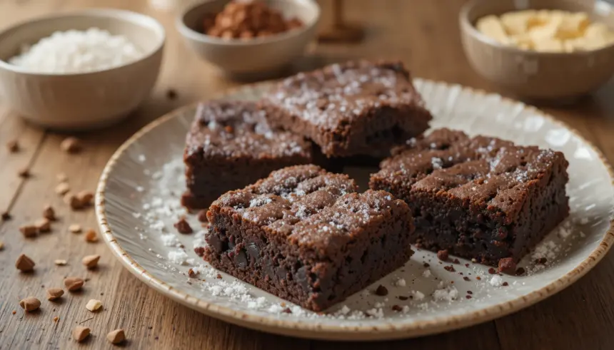 Brownies On A Plate With Ingredients