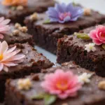 Chocolate Brownies With Floral Decorations
