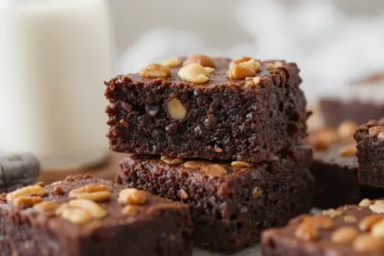 Chocolate Brownies With Nuts And Milk