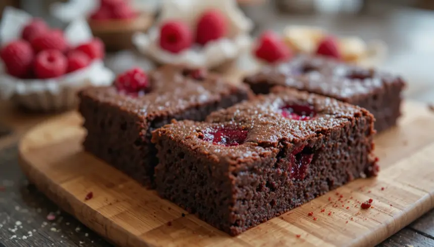 Homemade Brownies With Raspberries