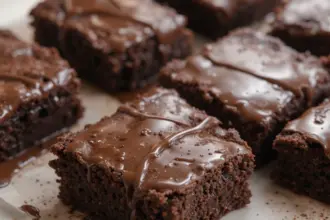 Fudgy Brownies With Chocolate Glaze