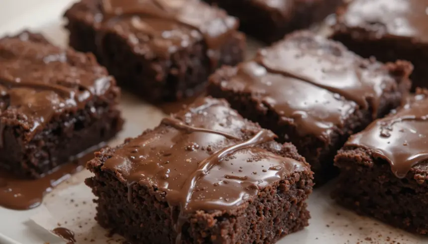 Fudgy Brownies With Chocolate Glaze