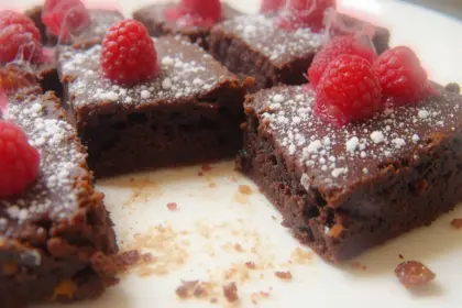 Brownies Topped With Raspberries