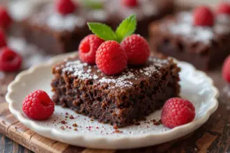 Nutella Brownies With Raspberries