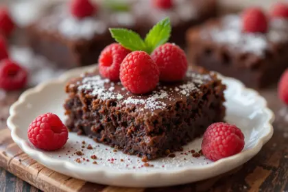 Nutella Brownies With Raspberries