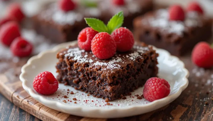 Nutella Brownies With Raspberries