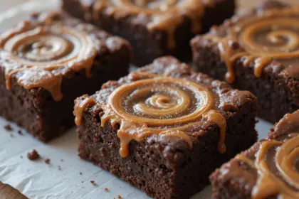 Chewy Brownies With Caramel Swirl